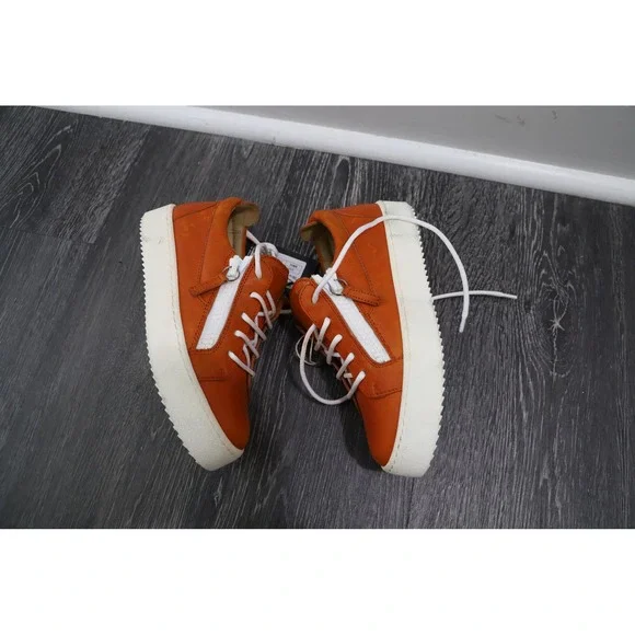 Giuseppe Zanotti Orange Leather Zip High Top Sneakers EU 35.5 - Picture 3 of 15